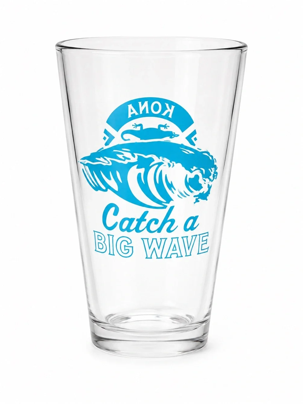 Kona Brewing Co Catch a Big Wave Pint Beer Glass Blue Logo 20 oz